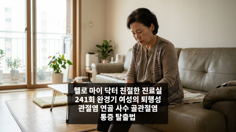 헬로 마이 닥터 친절한 진료실 241회 완경기 여성의 퇴행성 관절염 연골 사수 골관절염 통증 탈출법