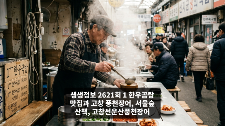 생생정보 2621회 1 한우곰탕 맛집과 고창 풍천장어, 서울숲 산책, 고창선운산풍천장어