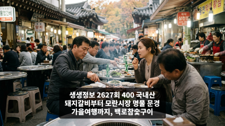 생생정보 2627회 400 국내산 돼지갈비부터 모란시장 명물 문경 가을여행까지, 백로참숯구이