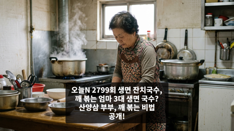 오늘N 2799회 생면 잔치국수, 깨 볶는 엄마 3대 생면 국수? 산양삼 부부, 깨 볶는 비법 공개!